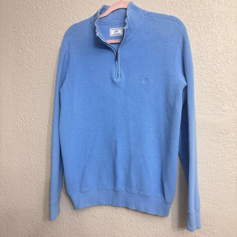 Southern Tide Quarter Zip Sweater Blue Cotton Skipjack Men’s Medium